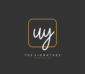 UY Initial letter handwriting and signature logo. A concept handwriting initial logo with template element.