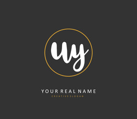 UY Initial letter handwriting and signature logo. A concept handwriting initial logo with template element.