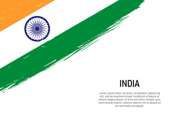Grunge styled brush stroke background with flag of India