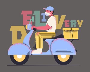 Colorful Simple Minimal Delivery Bike Illustration