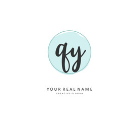 QY Initial letter handwriting and signature logo. A concept handwriting initial logo with template element.