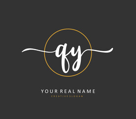 QY Initial letter handwriting and signature logo. A concept handwriting initial logo with template element.