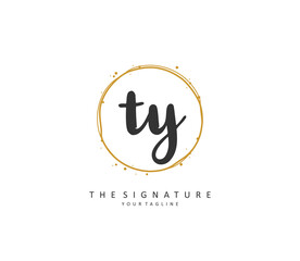TY Initial letter handwriting and signature logo. A concept handwriting initial logo with template element.