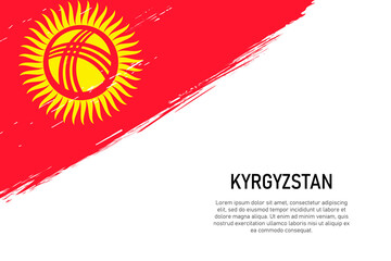 Grunge styled brush stroke background with flag of Kyrgyzstan