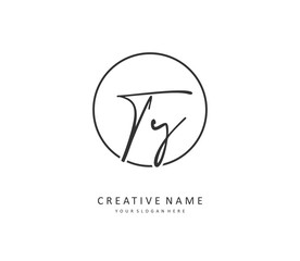 TY Initial letter handwriting and signature logo. A concept handwriting initial logo with template element.