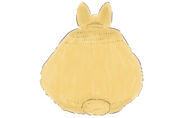 かわいい水彩うさぎの後ろ姿