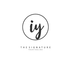 IY Initial letter handwriting and signature logo. A concept handwriting initial logo with template element.