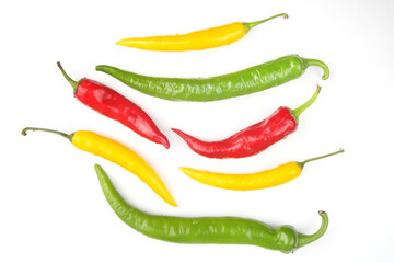 yellow, red and green hot chili. Pepper. Vegetable vitamin food.