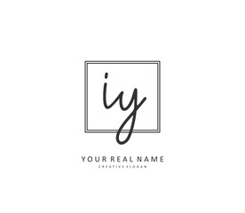 IY Initial letter handwriting and signature logo. A concept handwriting initial logo with template element.