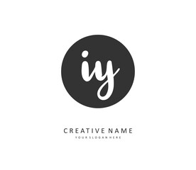 IY Initial letter handwriting and signature logo. A concept handwriting initial logo with template element.