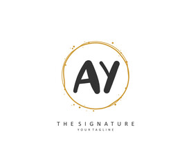 AY Initial letter handwriting and signature logo. A concept handwriting initial logo with template element.