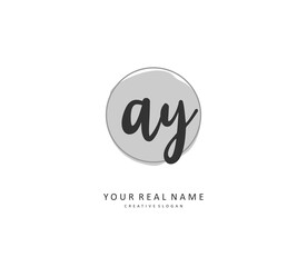 AY Initial letter handwriting and signature logo. A concept handwriting initial logo with template element.