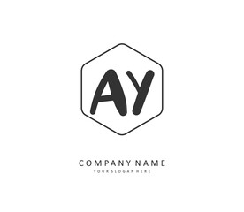 AY Initial letter handwriting and signature logo. A concept handwriting initial logo with template element.