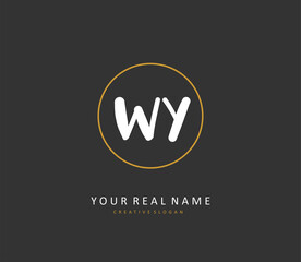 WY Initial letter handwriting and signature logo. A concept handwriting initial logo with template element.