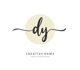 DY Initial letter handwriting and signature logo. A concept handwriting initial logo with template element.