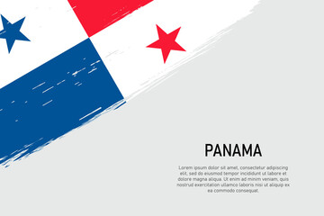 Grunge styled brush stroke background with flag of Panama