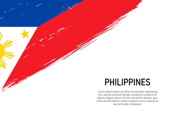 Grunge styled brush stroke background with flag of Philippines