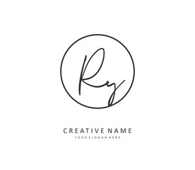 RY Initial letter handwriting and signature logo. A concept handwriting initial logo with template element.