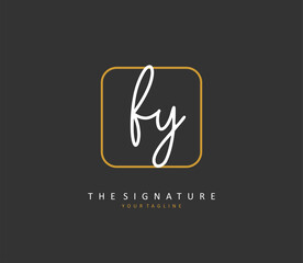 FY Initial letter handwriting and signature logo. A concept handwriting initial logo with template element.