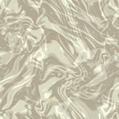 Marble tile pattern or liquid abstract background with reflection and glossy glare. Seamless texture. Ebru style, light beige (ivory) wallpaper. Digital illustration