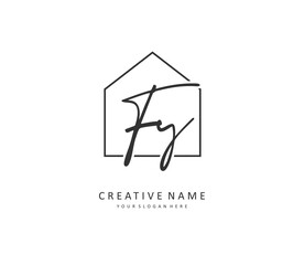 FY Initial letter handwriting and signature logo. A concept handwriting initial logo with template element.