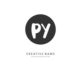 PY Initial letter handwriting and signature logo. A concept handwriting initial logo with template element.