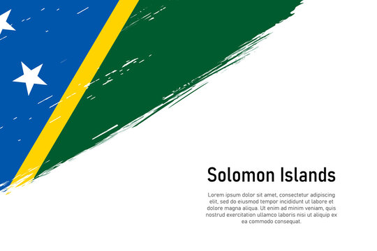 Grunge styled brush stroke background with flag of Solomon Islands