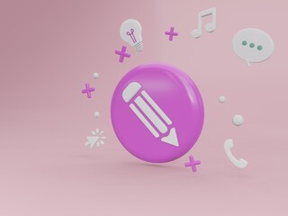 Education 3D icons, Abstract social media,