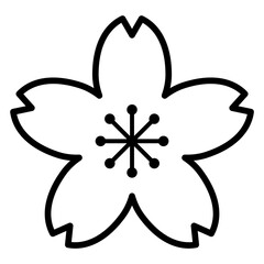 桜の花のシンプル白黒アイコン
