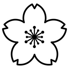 桜の花のシンプル白黒アイコン