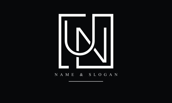 NU, UN, N, U abstract letters logo monogram