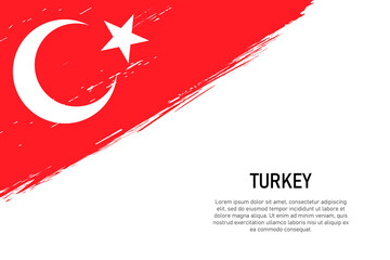Grunge styled brush stroke background with flag of Turkey