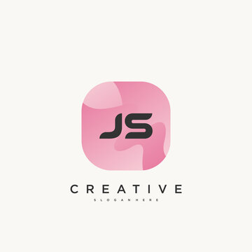 JS Initial Letter Colorful logo icon design template elements Vector art.