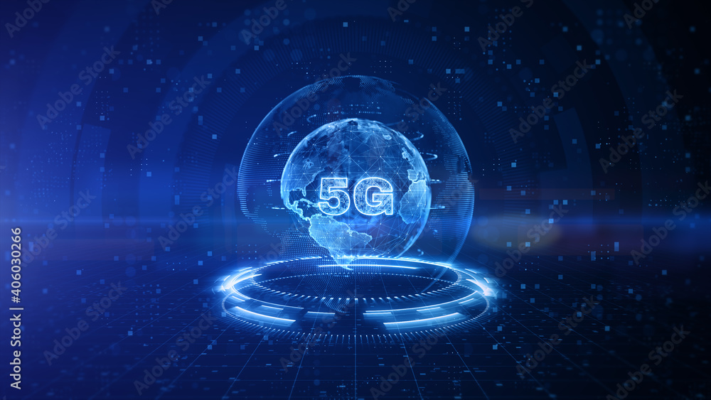 Poster 5g high speed internet connection of internet of things iot, technology network digital data and soc