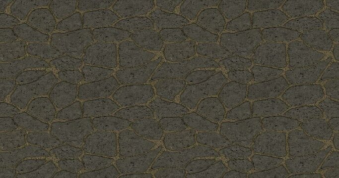 Stone wall, road. Endless repetitive motion. Volumetric textured background. Abstraction 3d. Animation. 4K video.