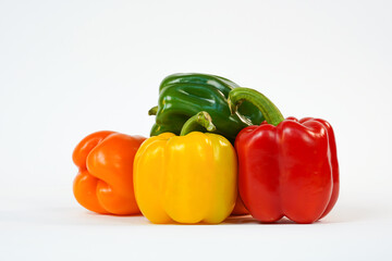 Sweet bright colors pepper on white. Sweet, fresh  bell pepper. Vegetables on white. Sale product. 