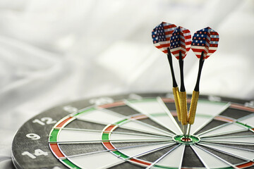 Darts. The dart for playing in the game board is stuck. Hit the sector in darts. The concept of a...