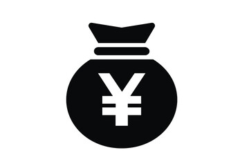 日本円の通貨記号の入った袋のビジネスアイコン