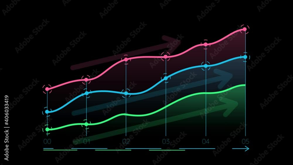 Poster Animated growth graph with arrows on the alpha channel.