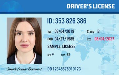 Sample of modern driver's license, front view