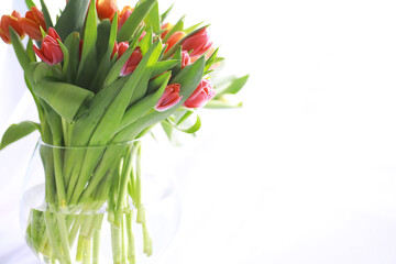 Flowers, spring holidays and home decor concept - Bouquet of beautiful tulips, floral background