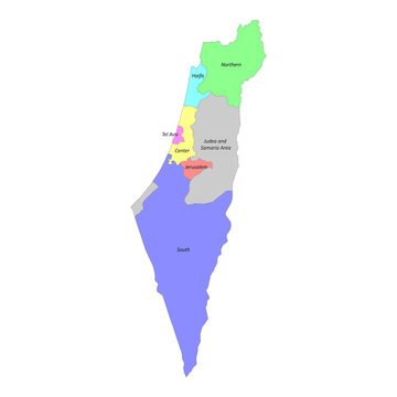High quality labeled map of with Israel borders of the regions