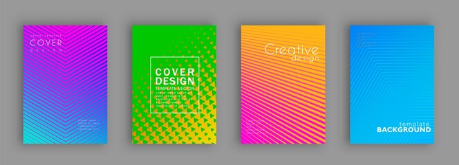 Fototapeta premium Future minimal covers design. Colorful halftone gradients. Background geometric patterns. Vector template