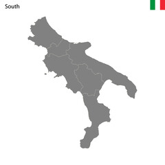Obraz premium High Quality map South region of Italy, with borders
