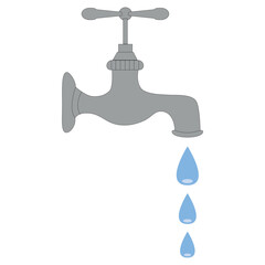 Water tap with a drop. Illustration. Vector