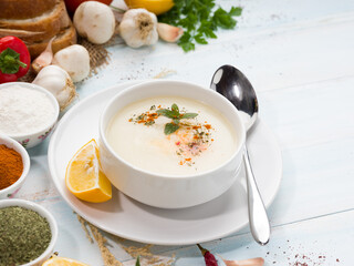 Traditional Turkish tripe soup (Turkish; Iskembe Soup), the concept of Turkish cuisine traditional soups