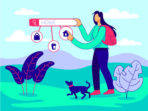 Traveler searching home location illustration concept vector