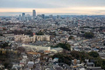 Fototapeta na wymiar 横浜市 俯瞰 遠景　（新横浜～みなとみらい） long shot of Yokohama city