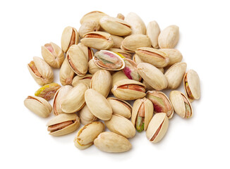Pistachios on white background
