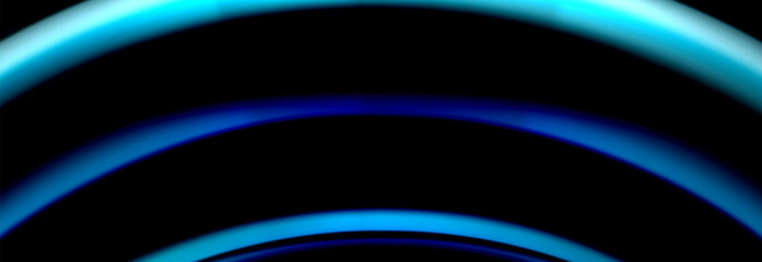 Dynamic motion abstract background. Color blurred stripes on black. Wave liquid lines poster. Vector illustration